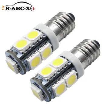 

2Pcs E10 1447 5050 Screw 9 LED SMD 12V DC Pure White 6000K/Warm white 4300K for Flashlight Torches Bulb Indicator Light