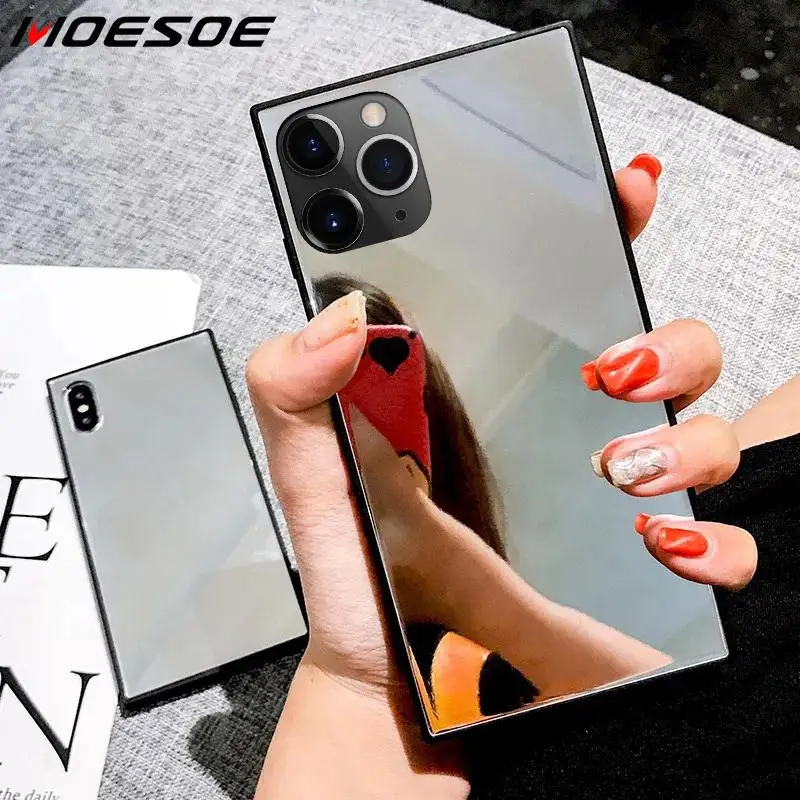 Зеркальный квадратный чехол для телефона девочек iPhone 11 Pro Max XR XS 7 8 6S Plus мягкий из