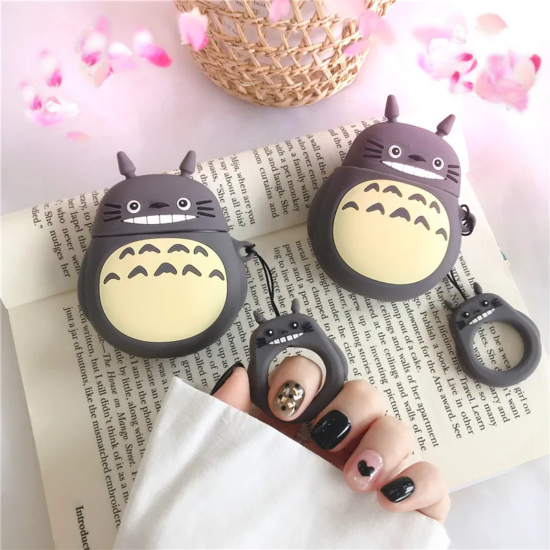 Totoro беспроводные bluetooth наушники чехол для Apple Airpods Милые силиконовые Чехлы Airpods2