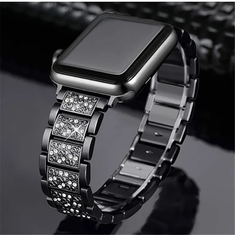Мода 4 цвета Нержавеющая сталь ремешок браслет для iwatch Diamond Band Apple Watch 38 42 мм