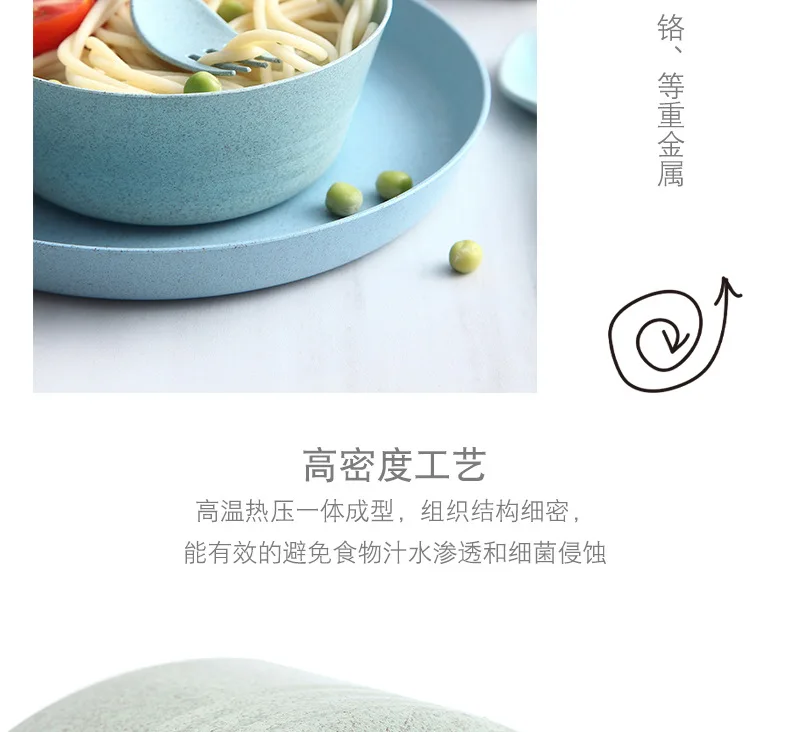Currently Available Straw Tableware Wheat Straw Tableware Set Cup Dishes Knife, Fork And Spoon Suit Shatter-resistant Dishes Pla