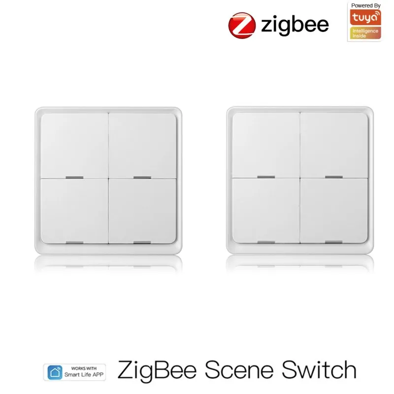 ZigBee Tuya Smart Wall Light Switch APP Wireless Remote Control 4Gang Home Wall Button Switch Work With Alexa Google 4 Gang 
