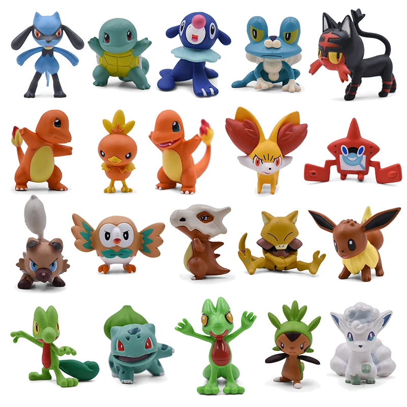 Pokemon 3-9CM Charmander Cubone Bulbasaur Alola Vulpix Fennekin Chespin Pikachu Squirtle Froakie Rockruff Abra Anime Action Toy | Игрушки и