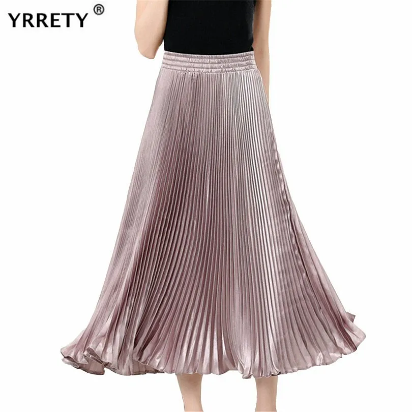 YRRETY, женские юбки, вечерние, для девушек, комплект пуловер+ кожаная юбка, пляжный дизайн, макси юбка, длиной до лодыжки, элегантные, плюс размер, плиссированные юбки