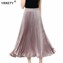 YRRETY, женские юбки, вечерние, для девушек, комплект пуловер+ кожаная юбка, пляжный дизайн, макси юбка, длиной до лодыжки, элегантные, плюс размер, плиссированные юбки