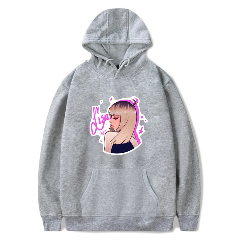 Harajuku толстовки KPOP черные розовые Лиза розовые толстовки Женская толстовка уличная Розовая Одежда для девочек и мальчиков Зимний пуловер с капюшоном