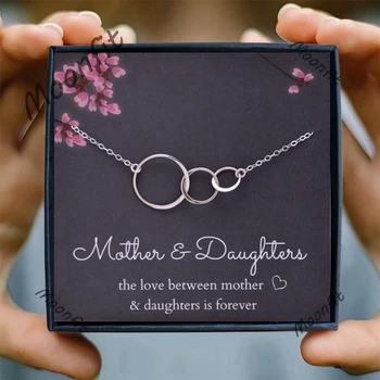 

Mother Daughter Necklace Women Friendship Necklace Present 3 Interlocking Circles Pendant Necklace Female Famiyl Love Forever