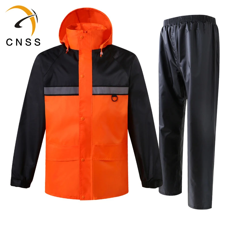 

Oxford Fluorescent Adult Raincoat Walker Patchwork Outdoor Men's Long Style Hiking Traffic Environmental Rain Coat