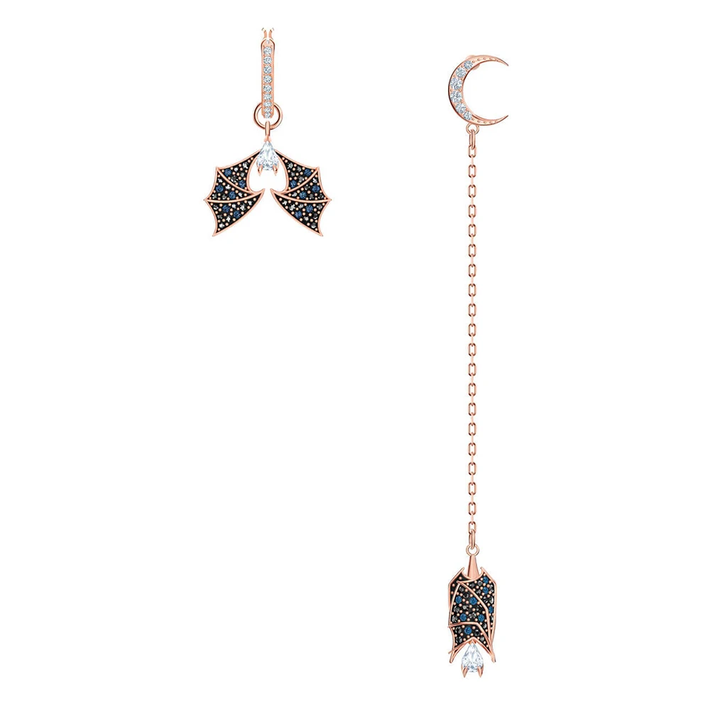 

SWA RO 2019 Fashion New PROSPERITY ASYMETRIC Pierced Earrings New Moon and Lucky Bat Pattern Give Girlfriend Best Romantic Gift