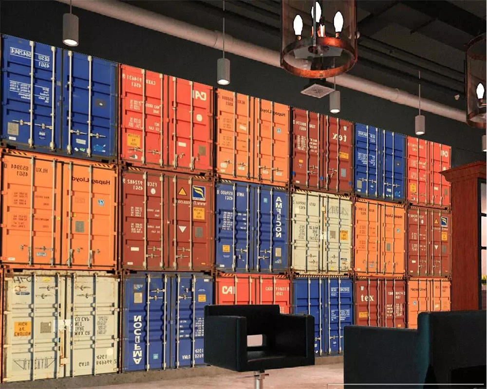 

Drop Shipping Custom Wallpaper 3d Stereo Mural European Retro Container Bar Mural Background Wall Papers Home Decor Wallpapers