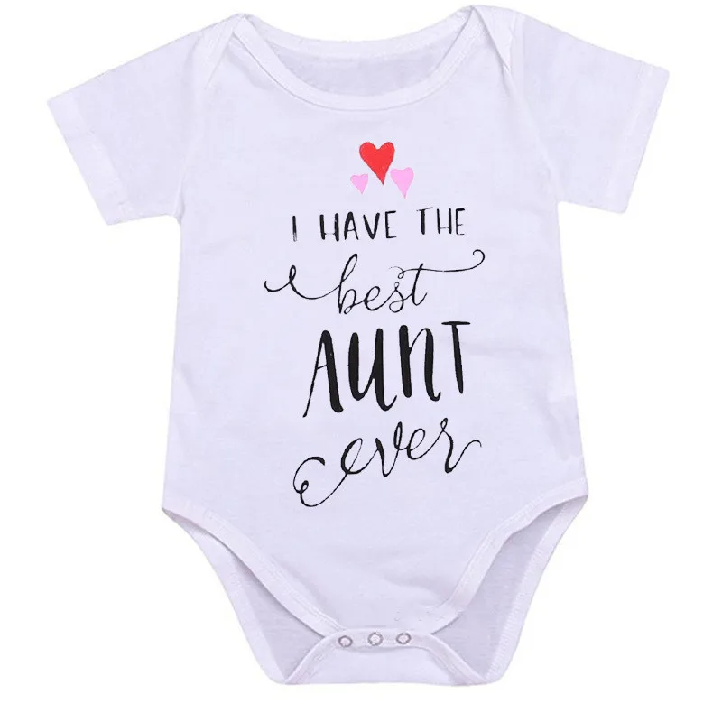 Новинка года; Летний комбинезон для новорожденных с надписью «i HAVE THE BEST AUNT»; хлопковый белый комбинезон для мальчиков и девочек; боди; одежда