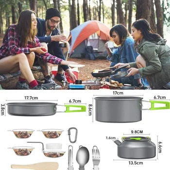 1 Set Outdoor Tableware Kit Reusable Practical Lightweight Camping Tools Cookware Travelling Hiking Picnic BBQ Equipments 3