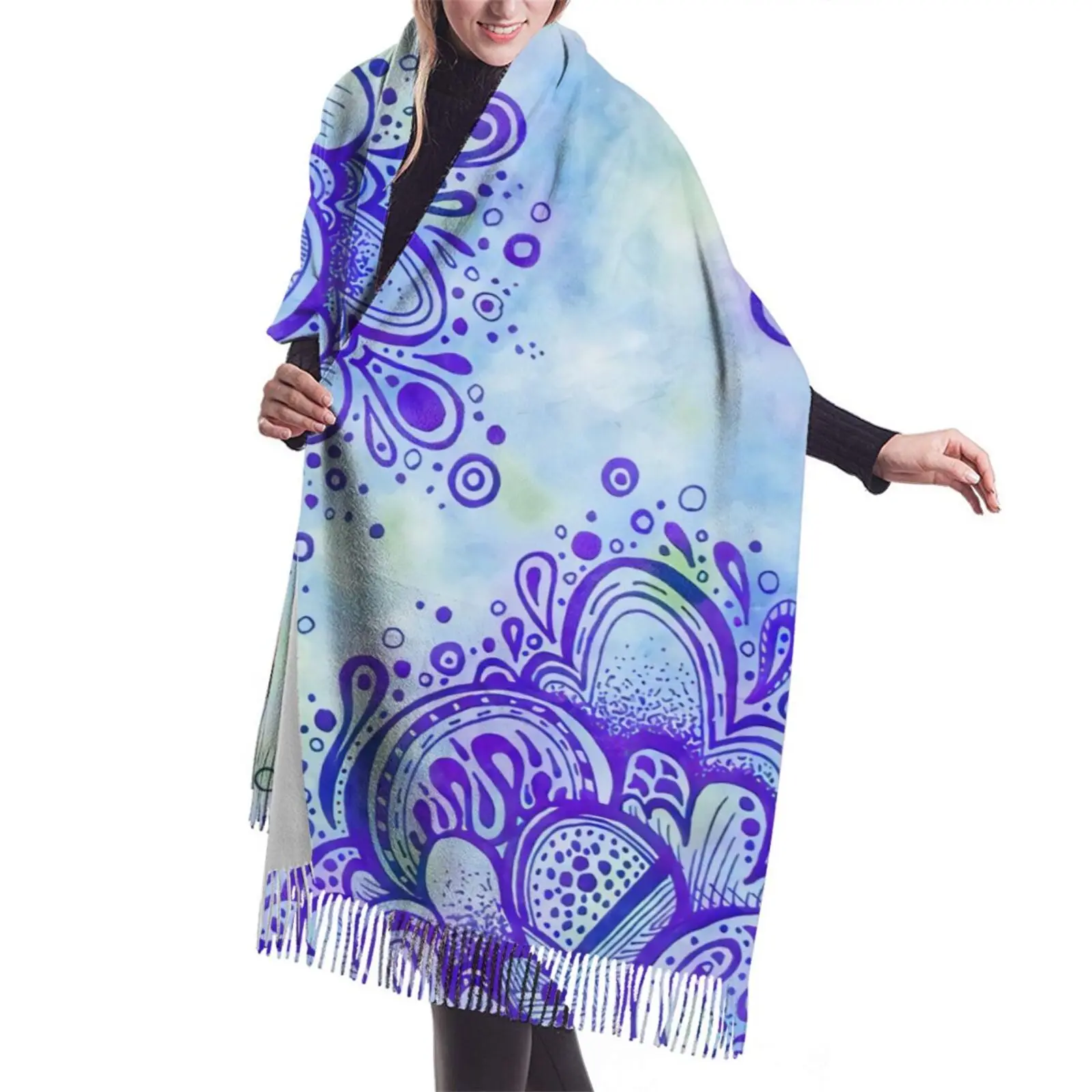 Luxury Design Muslim Women Color Hijab Party Headscarf,Bandana Style Polyester Print Tassels Shawl,Pashmina Scarf Wholesale Traf