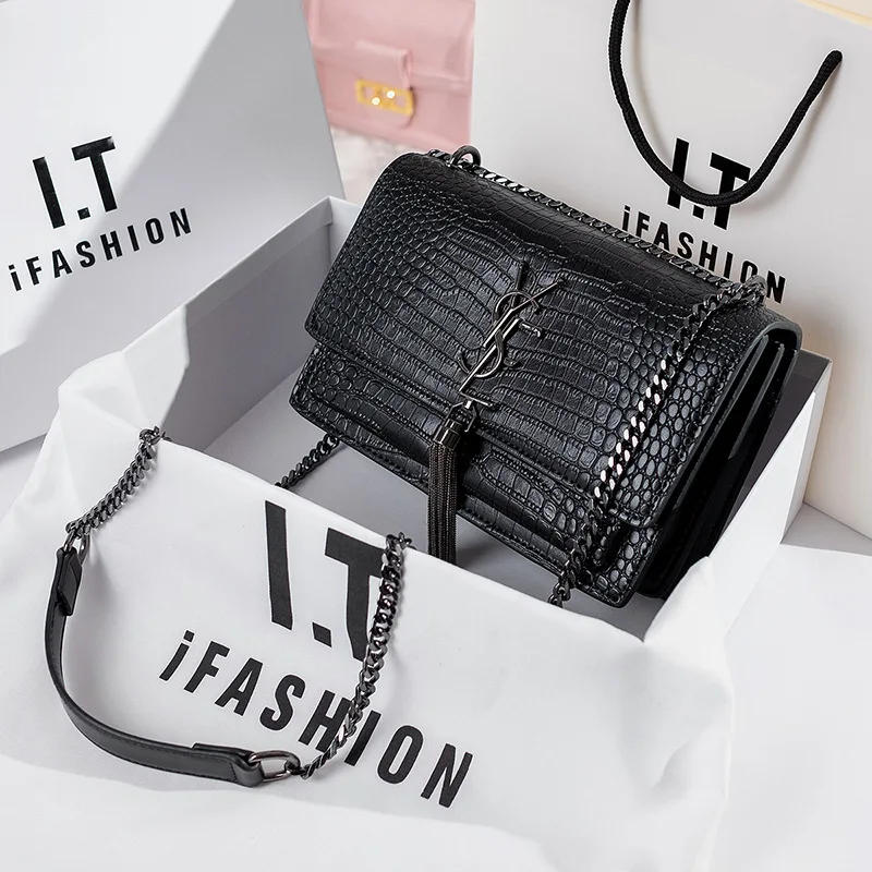 

2020 New Chain Shoulder Bag Alligator Pattern Women's Bag