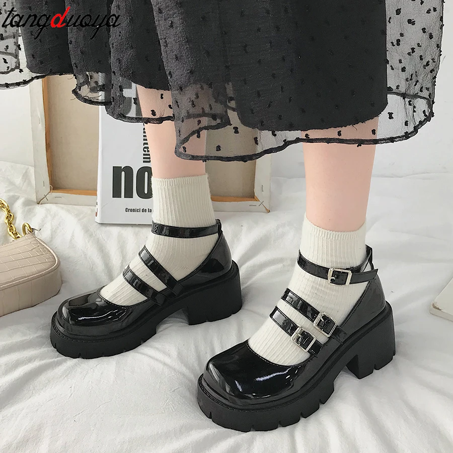 Zapatos de plataforma Mary Jane para mujer, zapatos pequeños de cuero no  definidos, tacones gruesos con correa de hebilla, Cosplay, Lolita, 2021| Zapatos de tacón de mujer| - AliExpress