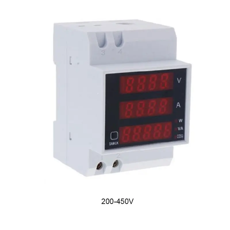 

Din Rail Multifunction Digital Meter Ammeter Voltmeter LED Display Amp Voltage Current Power Monitor AC 200-450V