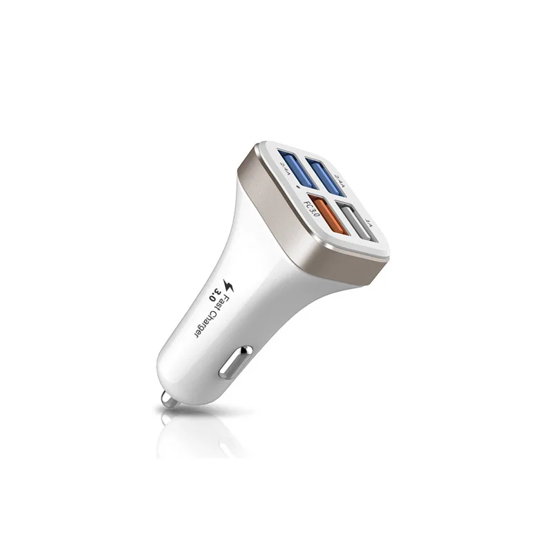 white USB Car Charger 3.0 Fast Phone Charging Charger Adapter With 4 USB Ports For IPhone Android Smart Phones Tablet Convenient - Тип штекера: white