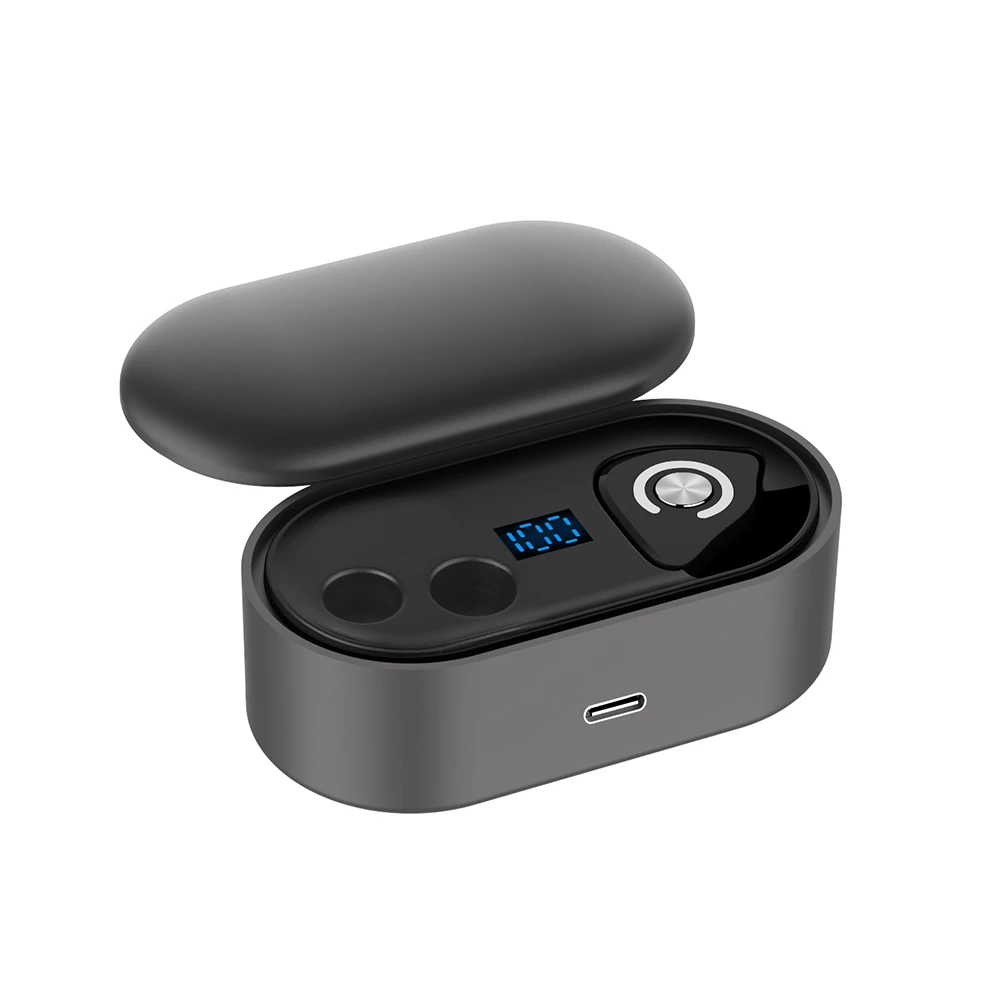 Ubeamer TWS-M9 V5.0 Bluetooth наушники мини настоящая Беспроводная гарнитура стерео бас Bluetooth с микрофоном гарнитура тип-c - Цвет: Single Ear Black