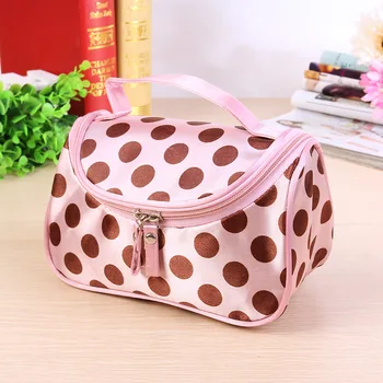 

Korean-style Double Zipper Polka Dot Flip Cosmetic Bag Multi-color Dotted Large Capacity Clutch Storgage Bag Handbag
