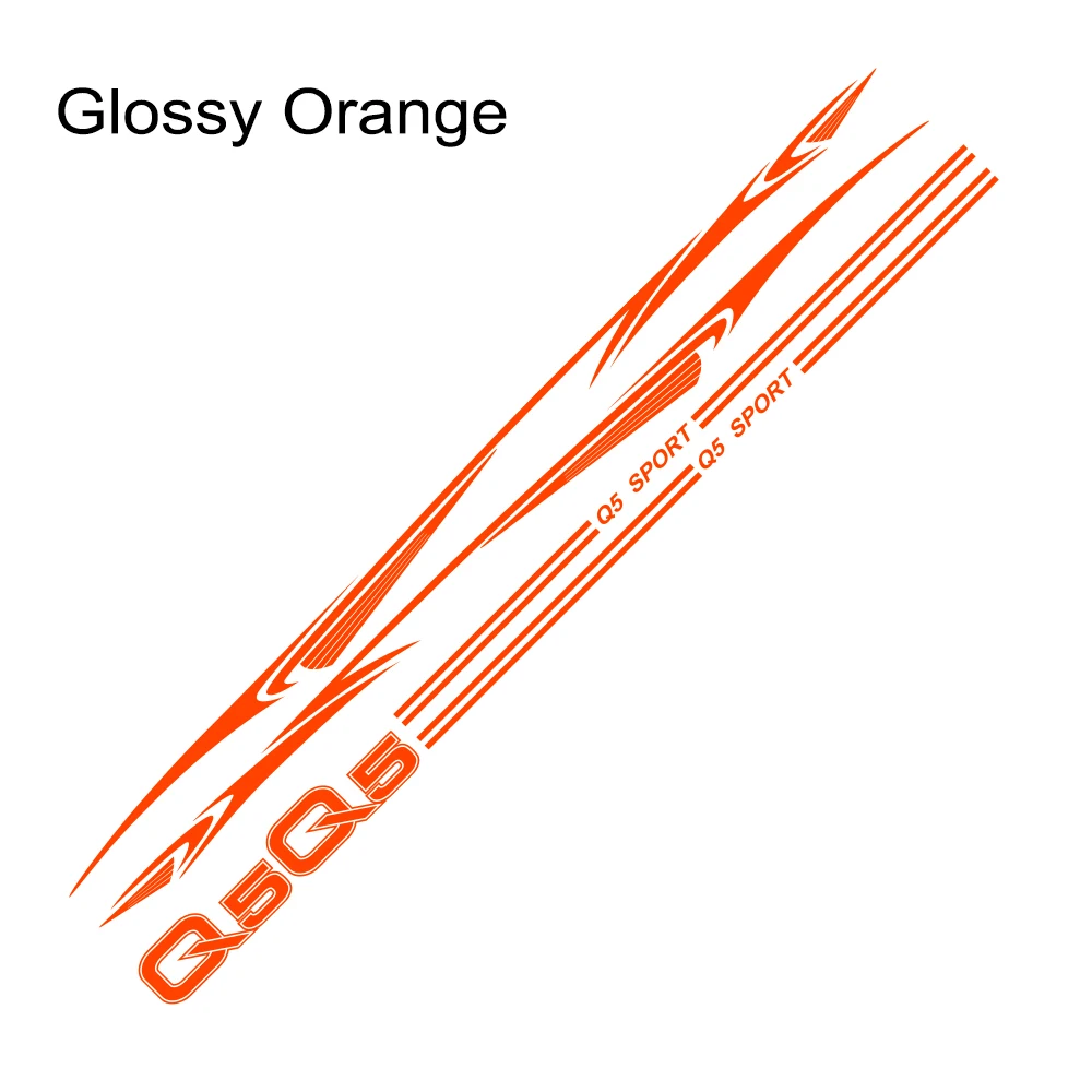 Glossy Orange 2 шт. для Audi Q5 наклейки для боковой двери автомобиля виниловая пленка авто Спорт Гонки наклейки светоотражающие украшение Стайлинг Тюнинг автомобиля аксессуары - Название цвета: Glossy Orange