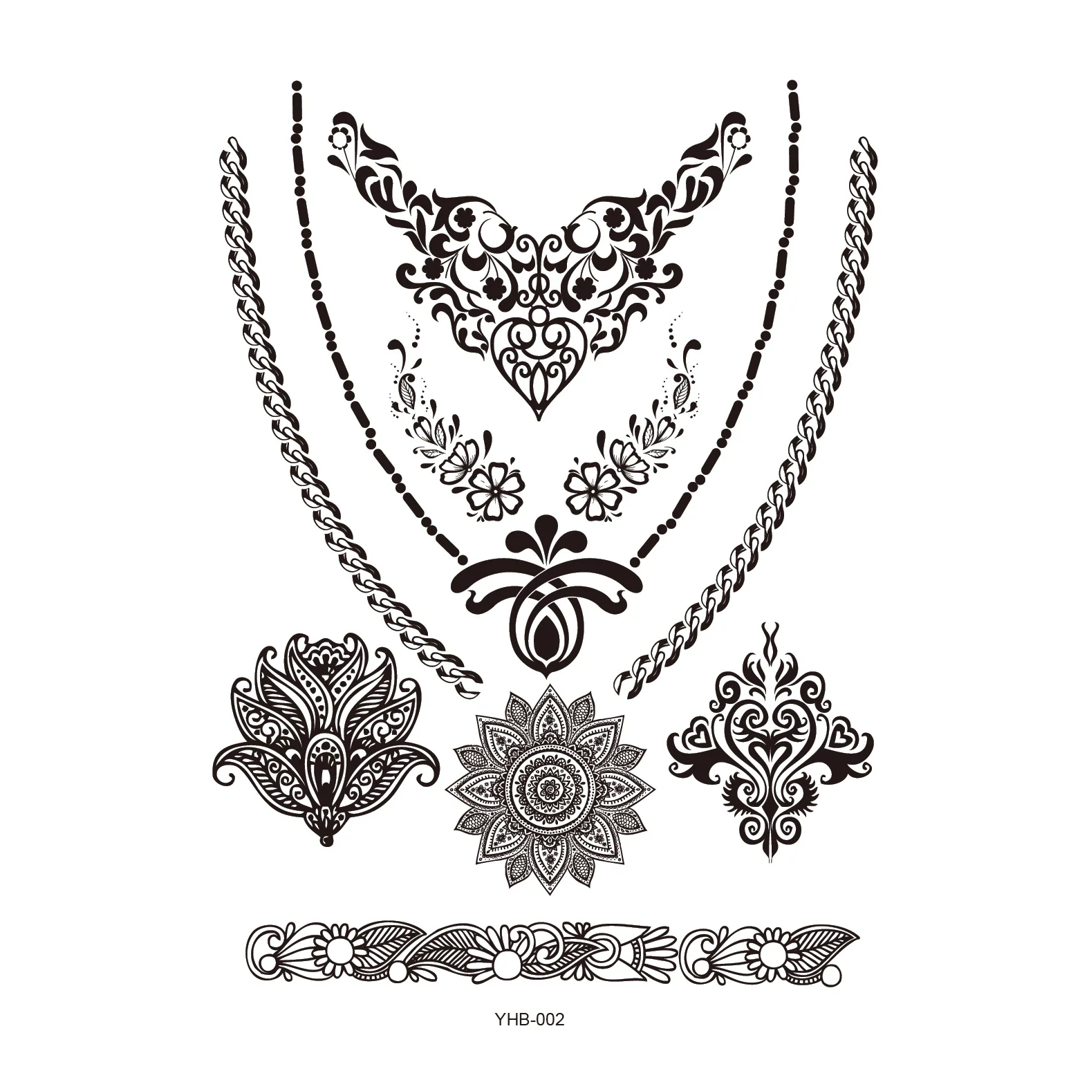 

1 pcs Temporary Waterproof Tattoo Sticker White Background Black Lace Tattoo Sticker Body Art Tattoo Accessories
