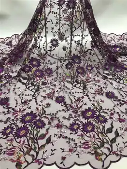 

Nigerian wedding lace 2020Popular African Sequince Lace tulle lace fabric For Spring Summer long Dresses