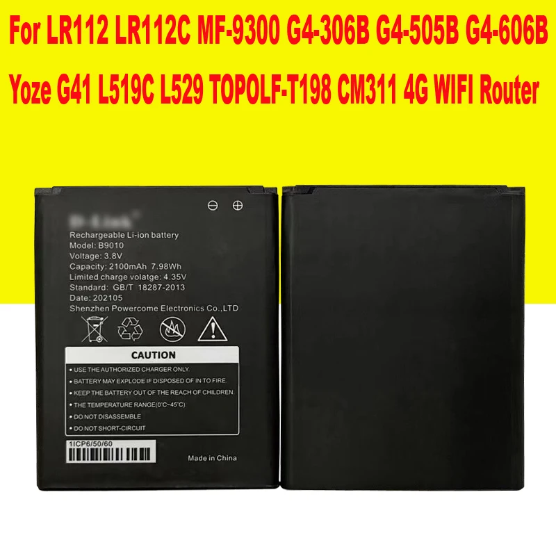 2100mAh B9010 Battery For LR112 LR112C MF-9300 G4-306B G4-505B G4-606B Yoze G41 L519C L529 TOPOLF-T198 CM311 4G WIFI Router | Мобильные