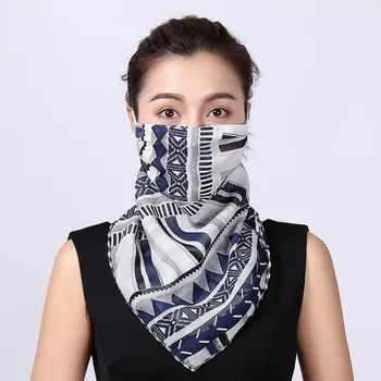 

Cycling Face Mask 2020 Summer Chiffon Scarves Sun Protection Women Printed Mouth Cover Hiking Riding Neck Mask Scarf Bandana
