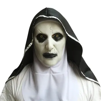 

Nun Modeling Mask Halloween Props Realistic Horror Atmosphere Party Props Masquerade Performance Supplies