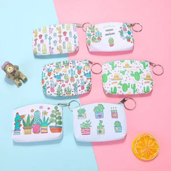 

New Brand Leather Purses Small Fresh Casual Pu Coin Wallet Lady Fashion Fruits Pattern Cartoon Dollar Money Bag