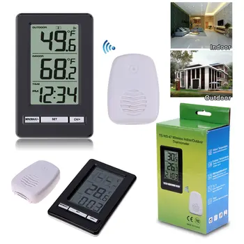 

TS-WS-47 Wireless Digital Thermometer Indoor Outdoor Thermometer Time Display Clock Table Stand Weather Station