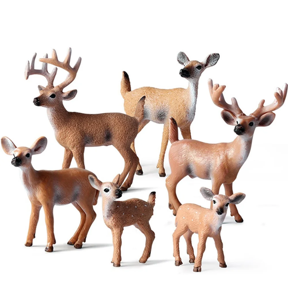 Deer Figurines Cake Toppers Toys Figure SMALL Woodland Animals Set Of 6 