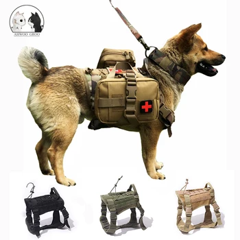 

Military Tactical Dog Harness German Shepherd Pet Dog Vest With Handle Nylon Bungee Dog Leash Harness For Small Large Dogs Puppy