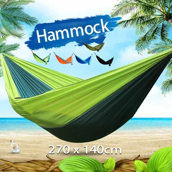 

500g 270x140cm Double Hammock Portable Parachute 210T Nylon Hammock Double Swing Hanging Bed Outdoor Travel Survival Hunting