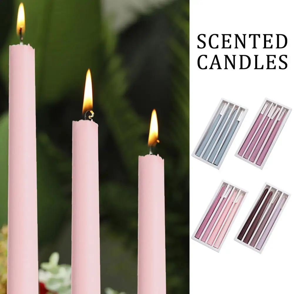 4PCS Elegant Taper Candles Smokeless Wax For Banquet Dinner Long Scented Table Party | Дом и сад