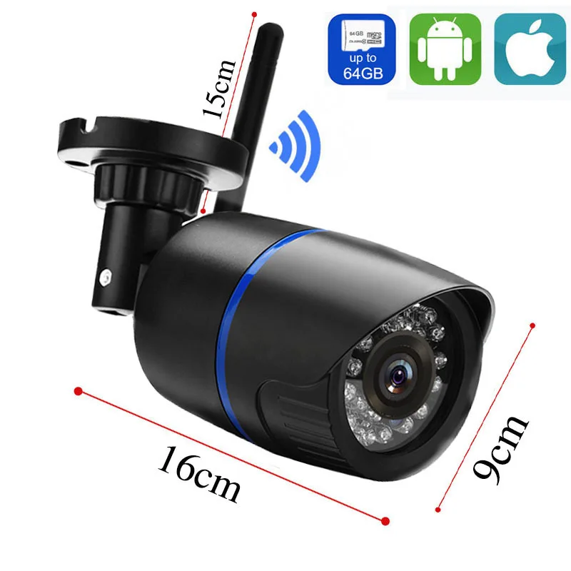 HD 1080P 720P Беспроводная ip камера P2P Обнаружение движения Водонепроницаемая WiFi пуля
