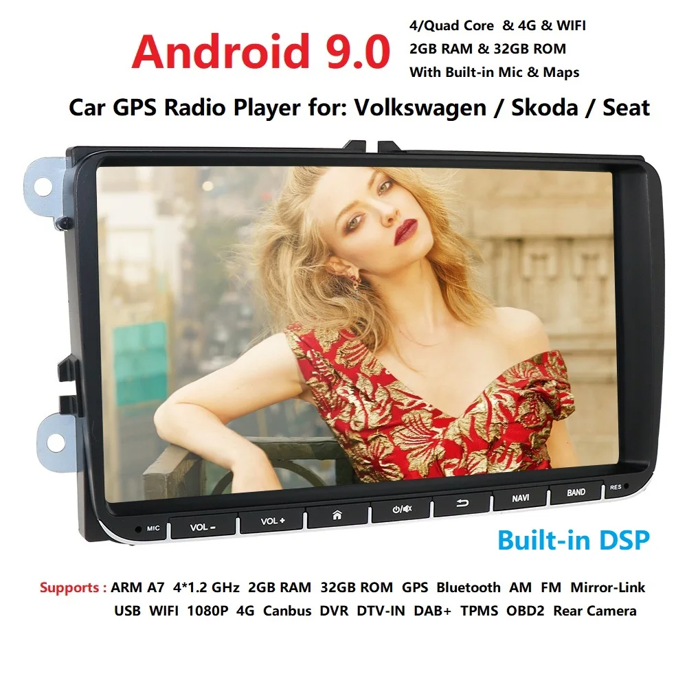 Flash Deal Car autoaudio Android 9.0 DAB+ For VW Volkswagen/Golf/Polo/Tiguan/Passat/T5/Beetle/EOS/Skoda/Octavia car Radio GPS 1080p  4core 3