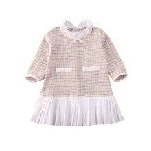 Нарядное платье принцессы для маленьких девочек От 0 до 5 лет платье трапециевидной формы с длинными рукавами и бантом праздничное платье на Рождество и День благодарения