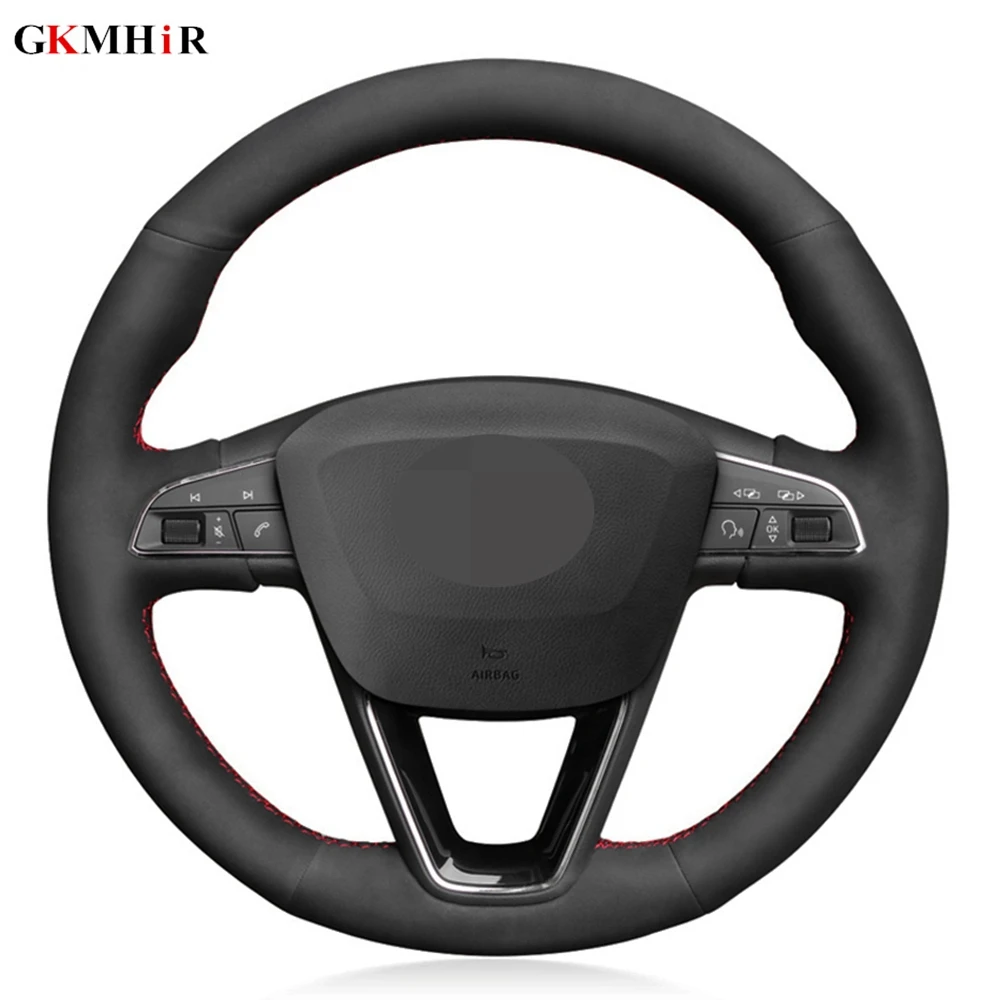 DIY мягкая черная замша чехол рулевого колеса автомобиля для Seat Leon 5F Mk3 2013-2019 Ibiza 6J