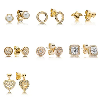 

7 Style 1 Pair Women Ear Studs Gold Color Crystal Diy Earrings High Quality Earring with Women Wedding Jewelry Gift