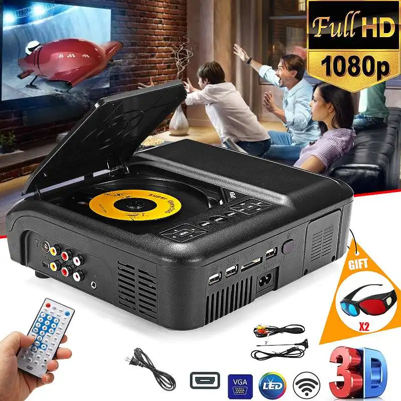 

Native 1080p Full HD Multimedia Projector LED Proyector Video Wireless Multi-Screen Beamer Home Theater