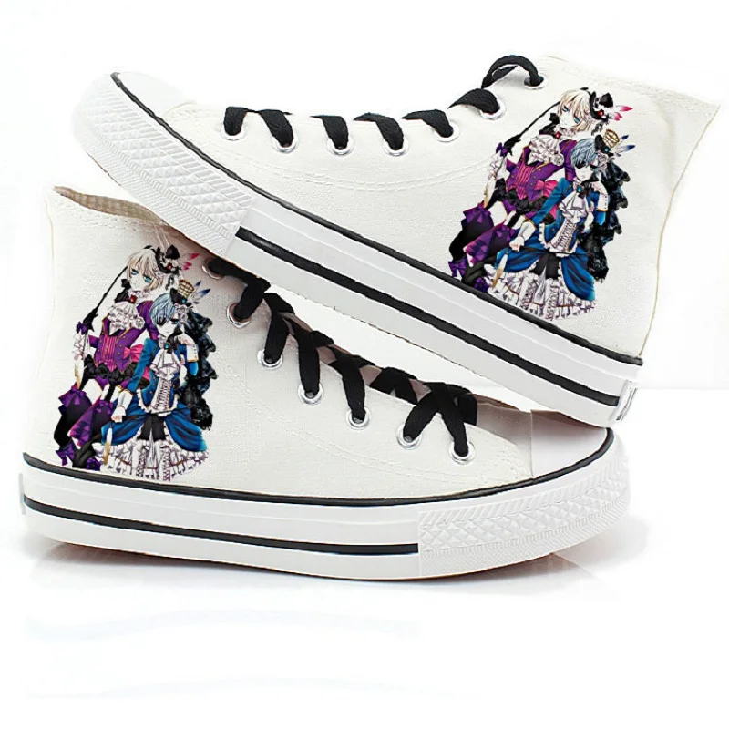 Повседневные холщовые кроссовки унисекс аниме черные Батлер plimsolls Себастьян