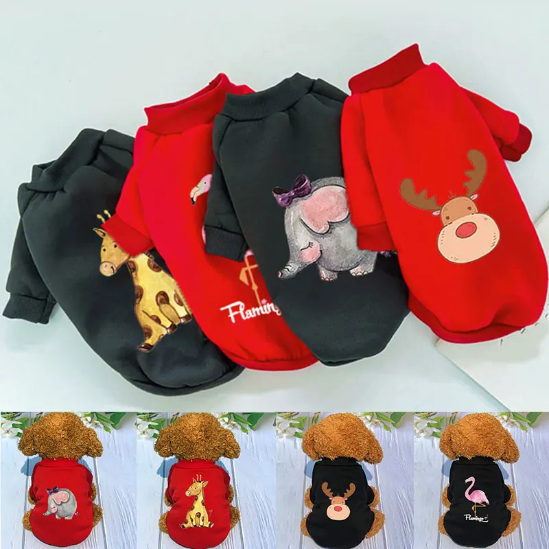 Sweater Clothing Velvet Winter Pet-Dog Cute Autumn Red Black Polyester Comfortable Warm