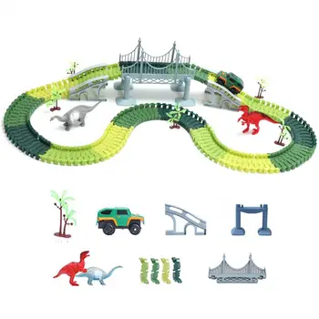 

Dinosaur World Road Race Car Track Playset Toy Car Track Race Dinosaur Kids Toy XXFE