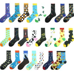Fashion Creative Flowers Beer Pizza Fruit Duck Wolf Anchor Cotton Socks Tide Men and Women Sports Tube Socks New Personality