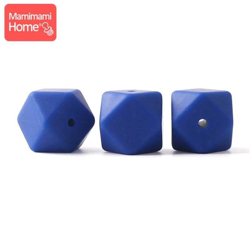 Mamihome 5 шт. Детские Прорезыватели для кормления 17 мм силиконовая восьмиугольная бусина может жевать DIY Ювелирные изделия игрушки для коляски Аксессуары для кормления Детские трофеи - Цвет: Deep Blue