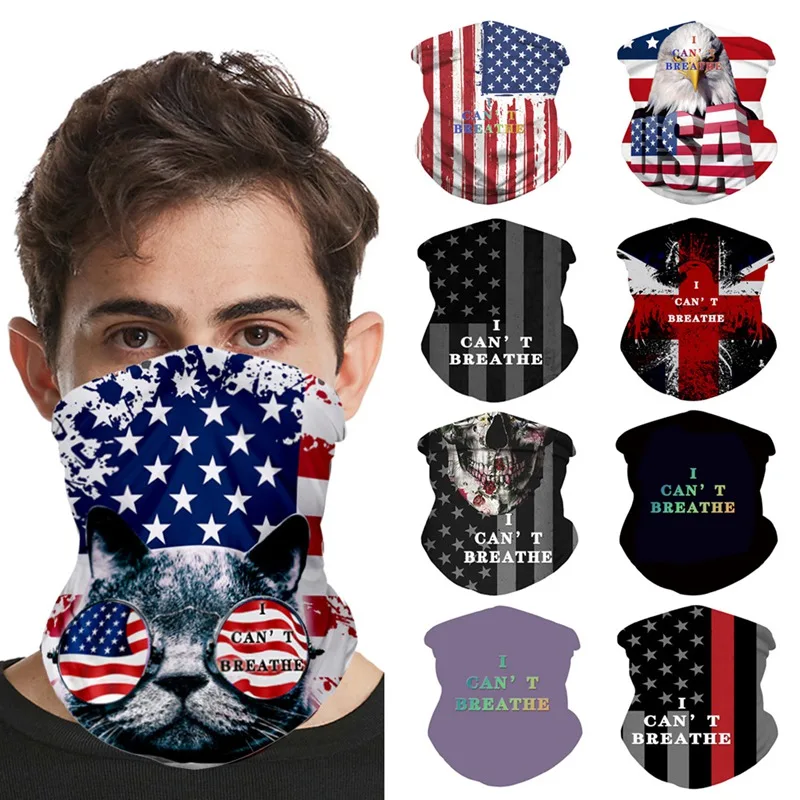 

I CAN'T BREATHE Letters Scarf Cycling Bandana Neck Warmer Mask Scarf Outdoor Sports Headband Multifunctional Bandanas Men