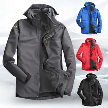 

Three-in-one Detachable Plus Velvet Two-piece Large Size Cold-proof Jacket Drop shipping Independent station size Selling suppli