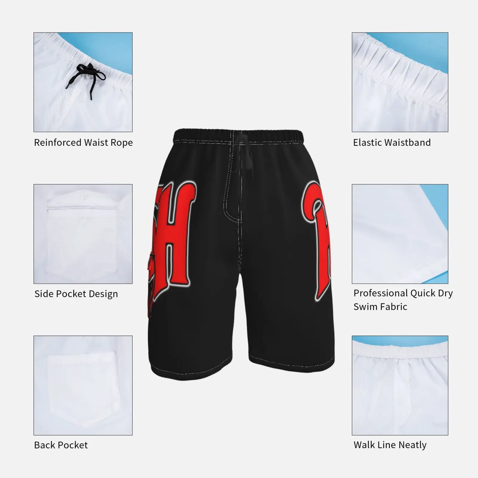 Pantalones playa para hombre, bañador con diseño rojo y negro, ropa de baño para el hogar|Pantalones surf| - AliExpress