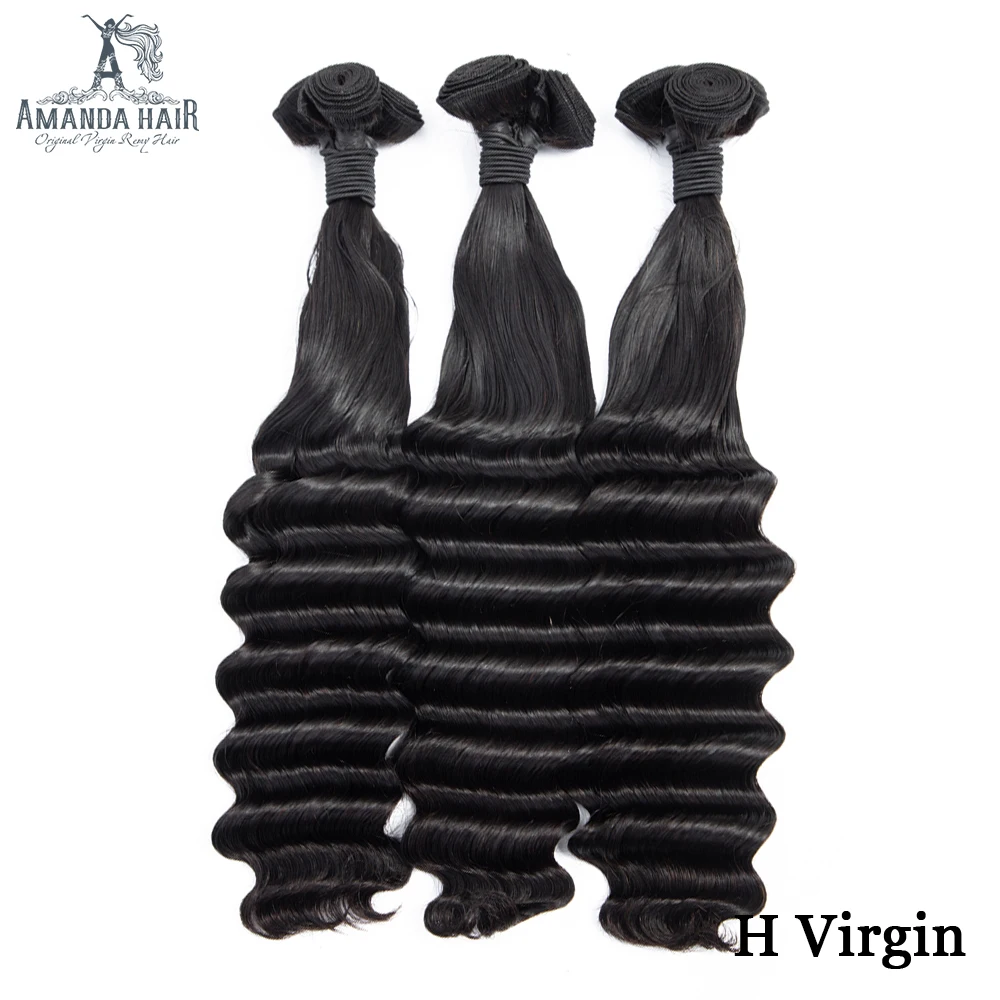 

Amanda Funmi Hair Bundles Loose Deep Wave Double Drawn Human Virgin Hair 100% Unprocessed Brazilian Hair Weave Bundles